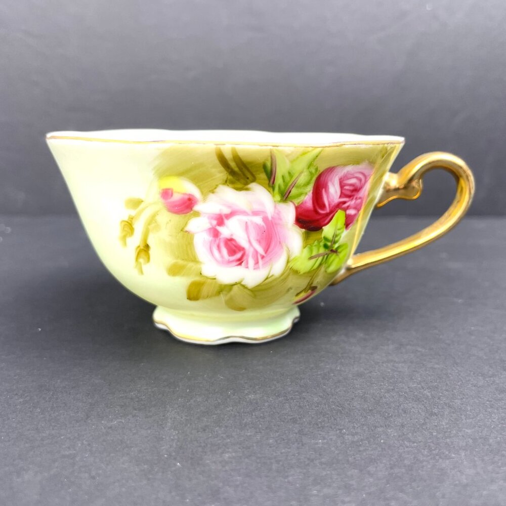 Set of 2 Lefton China 3071 Hand Painted Cup & Saucer Sets Pink Roses - Japan - Picture 9 of 14